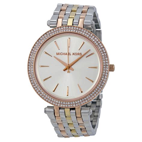 michael kors tri color ladies watch|Michael Kors darci bracelet.